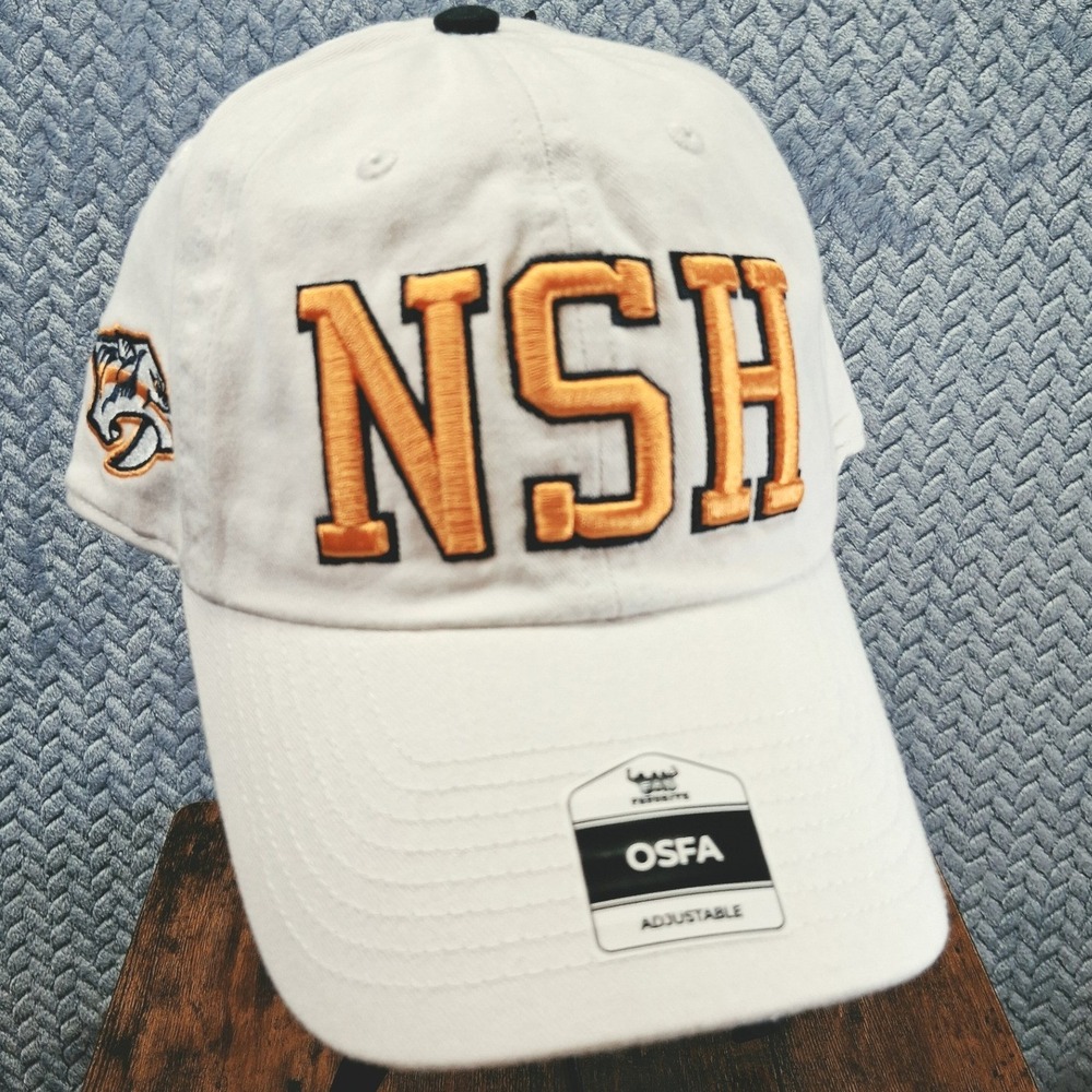 Fan Favorite Nashville Predators NHL NSH Baseball Hat White Adjustable OSFA